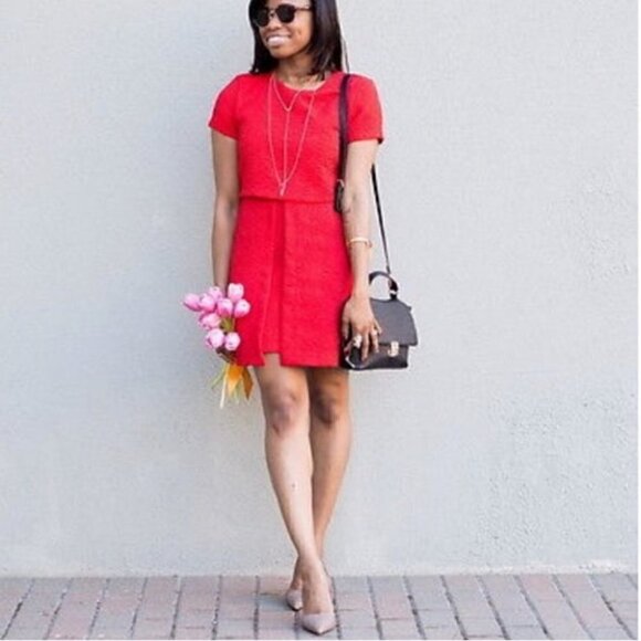 ZARA Red double layer jacquard dress Size XS - Picture 15 of 16